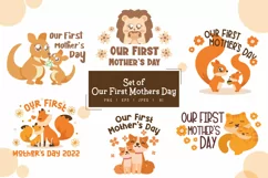 Our First Mother's Day, Mom and Baby Animal Illustration Set Product Image 1
