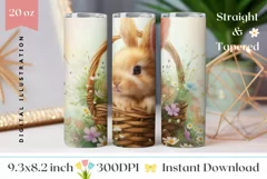 Easter Bunny Tumbler Template, Floral Bunny Tumbler Design Product Image 1