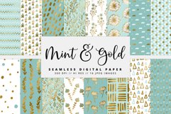Mint &amp; Gold Digital Paper Product Image 1