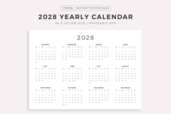 2028 Year Calendar Printable Landscape, Printable, A4/Letter Product Image 1