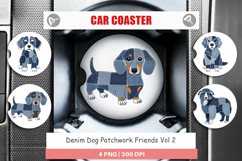 Denim Dog Friends Car Coaster Product Image 1