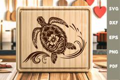 Turtle Design, Underwater World, Cutting board, Laser SVG Product Image 2