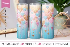 Love Hearts Tumbler Template, Valentine's Day Sublimation Product Image 1