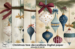 Christmas tree decorations digital paper, background clipart Product Image 1