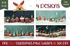 Christmas Village Mug Design, Winter Houses Mug Wrap Product Image 1