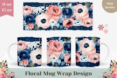 Watercolor Flowers Mug Sublimation, Floral Mug Design Product Image 1