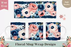 Watercolor Flowers Mug Sublimation, Floral Mug Design Product Image 1