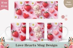 Cartoon Strawberry Mug Template, Pink Love Hearts Mug Product Image 1