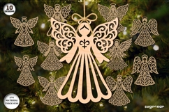 Christmas Angels Ornament Bundle | Laser Cut | SVG Product Image 1