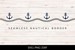 Seamless Nautical Anchor And Rope Border SVG Product Image 1
