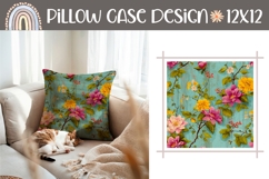 Colorful Pillow Case, Vintage Flowers Pillow Template Product Image 1