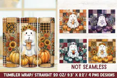 Faux Patchwork Ghost 20 OZ Skinny Tumbler Wrap Sublimation. Product Image 1