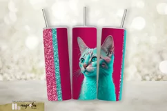PINK CAT tumbler wrap sublimation design png Product Image 1