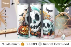 Spooky Halloween Tumbler, Watercolor Halloween Tumbler Wrap Product Image 1