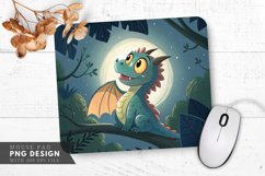 Moonlit Joy A Tiny Dragon Mouse Pad PNG Design Product Image 1