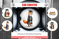 Whimsical Woodland Grad Car Coaster Product Image 1
