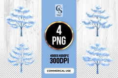 Blue Winter Tree Clipart Sublimation PNG Product Image 1