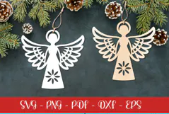 Christmas Angel laser SVG PNG| Christmas ornament Product Image 1