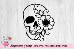 skull with flower svg floral skull clipart Product Image 2