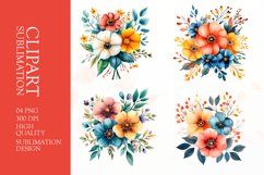 Watercolor floral Flower Clipart Sublimation Product Image 1
