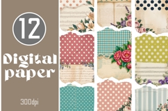 Vintage Floral Polka Dot Digital Paper Product Image 1