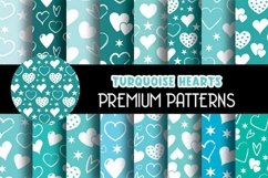 Turquoise Hearts Digital Papers Patterns Product Image 1