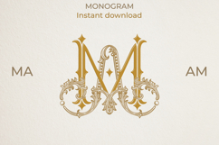 MA AM Wedding Monogram Logo | Elegant Initials Vector Product Image 1