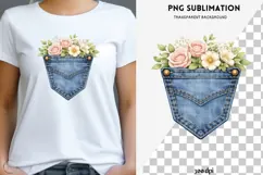 Denim pocket flowers png design for T-shirts Product Image 1