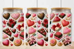 16oz Libbey Glass Can Tumbler Valentine chocolates cookies Product Image 1
