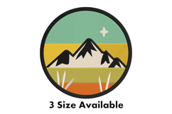 Retro Sunset Mountain Circle Embroidery Design Product Image 1