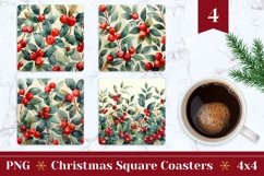 Cozy Christmas Square Coasters, Christmas Berry Coasters Product Image 1