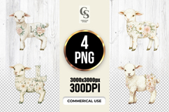 Floral Lamb Monogram Letter L Clipart Sublimation PNG Product Image 1