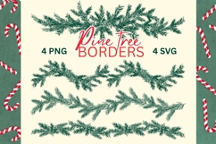 Christmas Pine Tree Border SVG, PNG Clipart Product Image 1