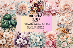 Flowers Mega Clipart Bundle, Floral Clipart, Huge Bundle Product Image 1