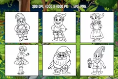Cute Cartoon Gnomes for Coloring Pages Product Image 1