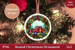 Christmas Ornament, Christmas Truck Product Tag Sublimation Product Image 1