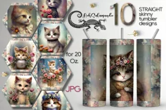 Cute kitty | 10 children skinny tumbler Sublimation designs Product Image 1