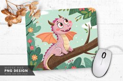 Joyful Dragon on a Tree Branch Mouse Pad PNG Design Product Image 1