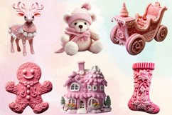 Pink Christmas Crochet Set Clipart Bundle, Pink Christmas Product Image 2