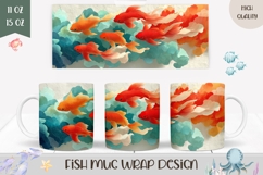 Koi Fish Mug Wrap, Ocean Mug Design, Sea Coffee Mug Product Image 1