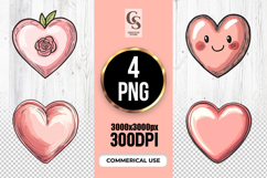 Cute Peach Heart Illustrations Clipart Sublimation PNG Product Image 1