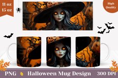 3D Halloween Mug Wrap Design, 3D Witch Sublimation PNG Product Image 1