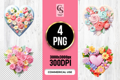 Floral Heart Bouquet Illustration Clipart Sublimation PNG Product Image 1