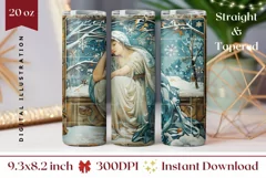 Art Christmas Tumbler Template, Winter Forest Tumbler Product Image 1