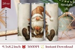 Christmas Gnome Tumbler Wrap, Watercolor Christmas Tumbler Product Image 1