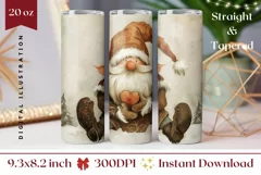 Christmas Gnome Tumbler Wrap, Watercolor Christmas Tumbler Product Image 1