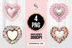 Floral Heart Lace Wreath Clipart Sublimation PNG Product Image 1
