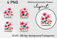 Whimsical Summer Flowers Clipart PNG Product Image 1