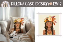 Ethnic Pillow Case Design, Cartoon Girl Pillow Sublimation Product Image 1