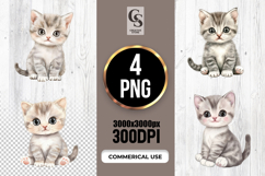 Cute Gray Kitten Clipart Sublimation PNG Product Image 1